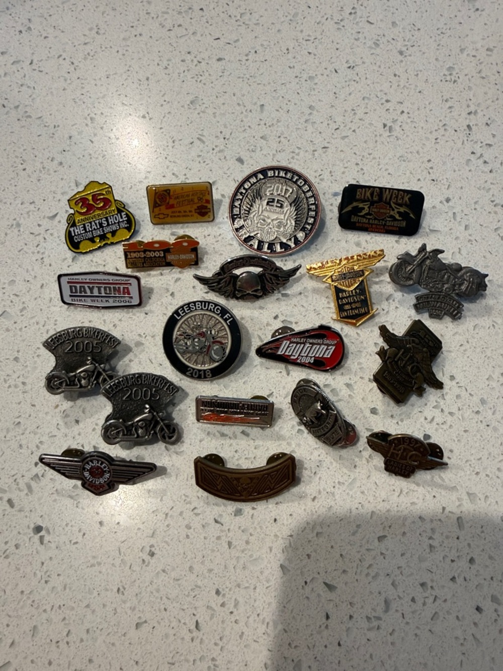 Harley Davidson motorcycle pin collection